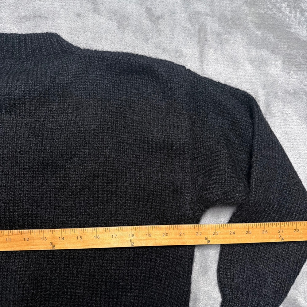 Vintage 90s Y2k Mohair Cardigan Womens Medium Black Hand Knit Cottagcore Floral - Picture 7 of 8